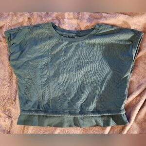 Athleta relaxed tee sweatshirt material oversized fit teal green size small